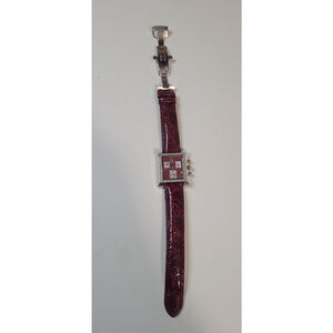 Women's Croton Watch Red/Burgundy Band Silver Case